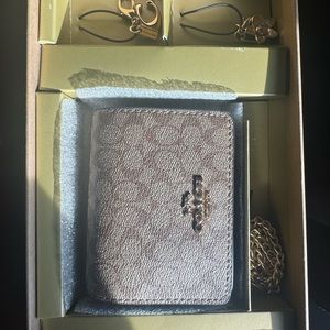 Coach Metallic Brown Wallet with Gold Accents